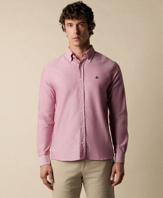 Brooks Brothers Slim Fit Oxford Shirt with Button Down Collar Cherry CSHBD025COPCO001CHERP001