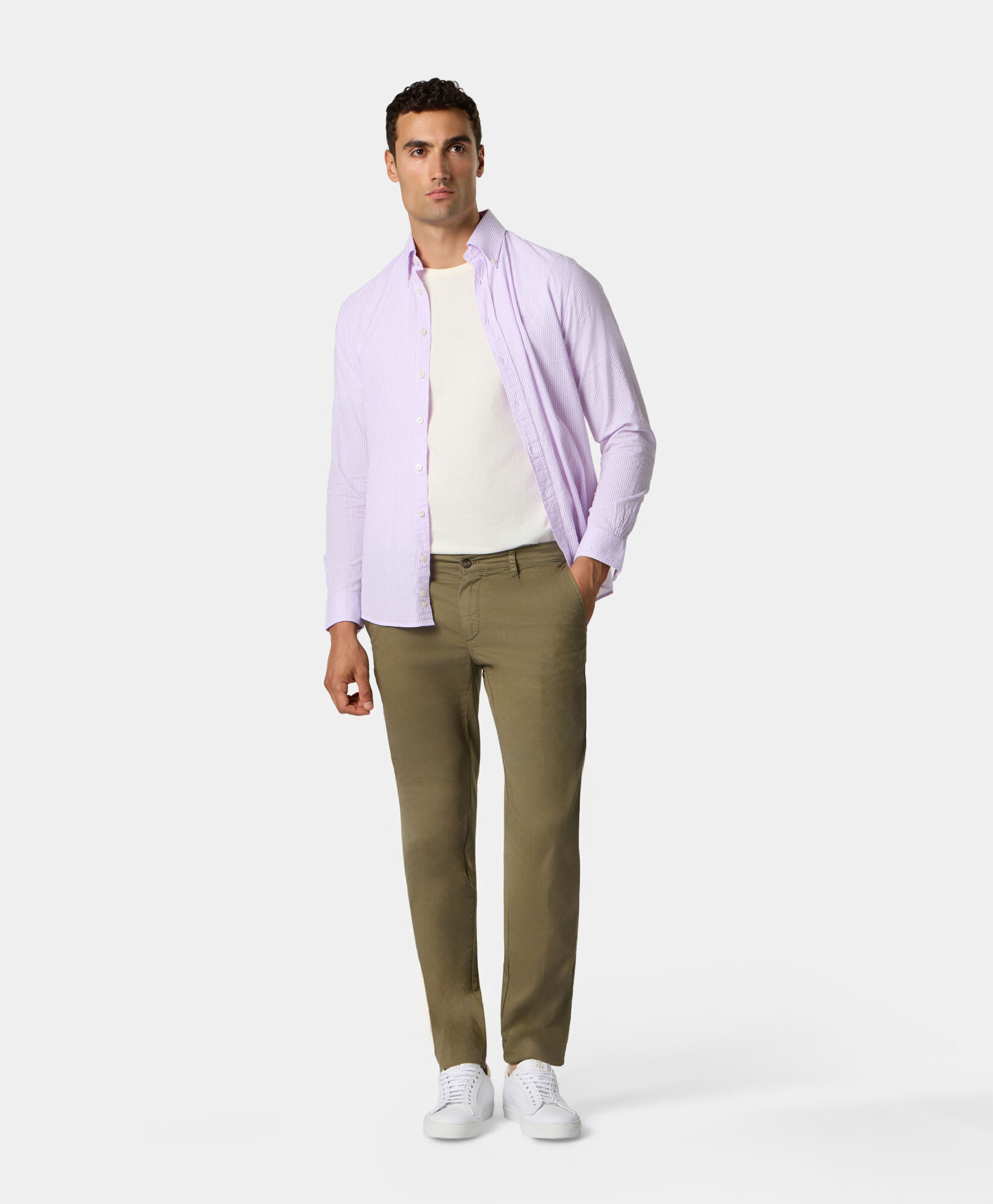 Brooks Brothers Regular Fit Stretch Cotton Gabardine Comfort Chino Military CPCHI050COBSP002MILIP001