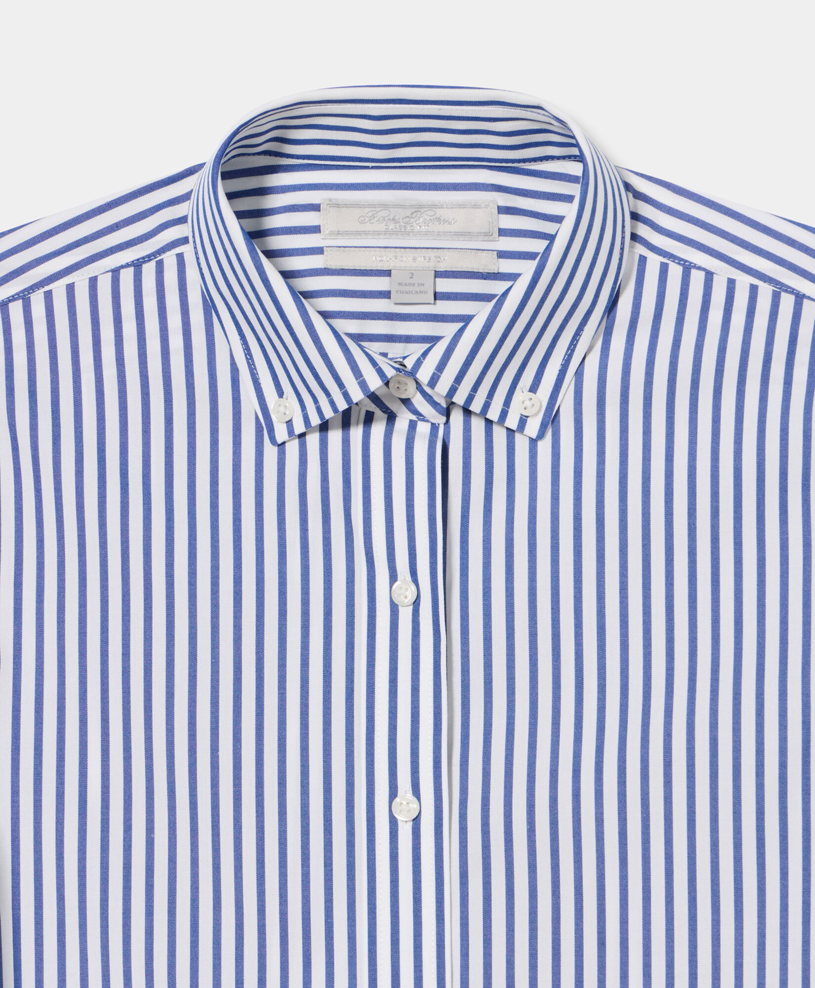 Brooks Brothers Classic Fit Non-Iron Striped Stretch Poplin Supima Shirt with Button Down Collar Blue 1000102840US100217298
