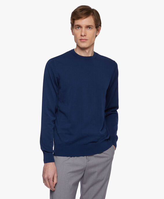 Brooks Brothers Blue Cotton Sweater Dark Blue KNCRN008COPCO002BLUEP002