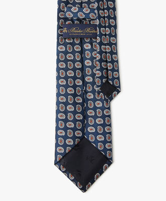 Corbata Paisley de seda en Estampado azul | Brooks EU