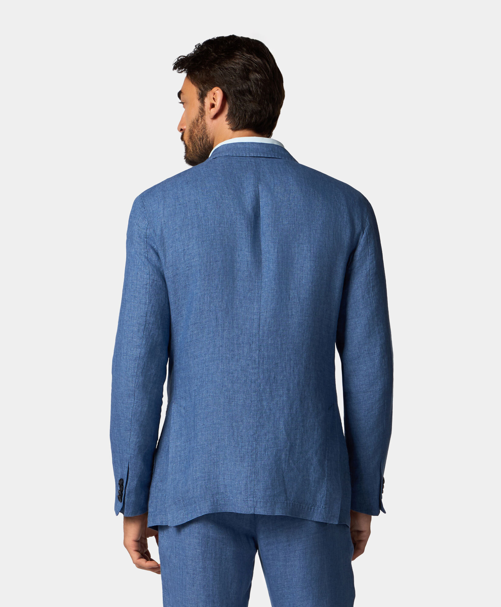 Brooks Brothers Linen Single-Breasted Blazer Denim Blue JKREG070LIPLI001DENIP001