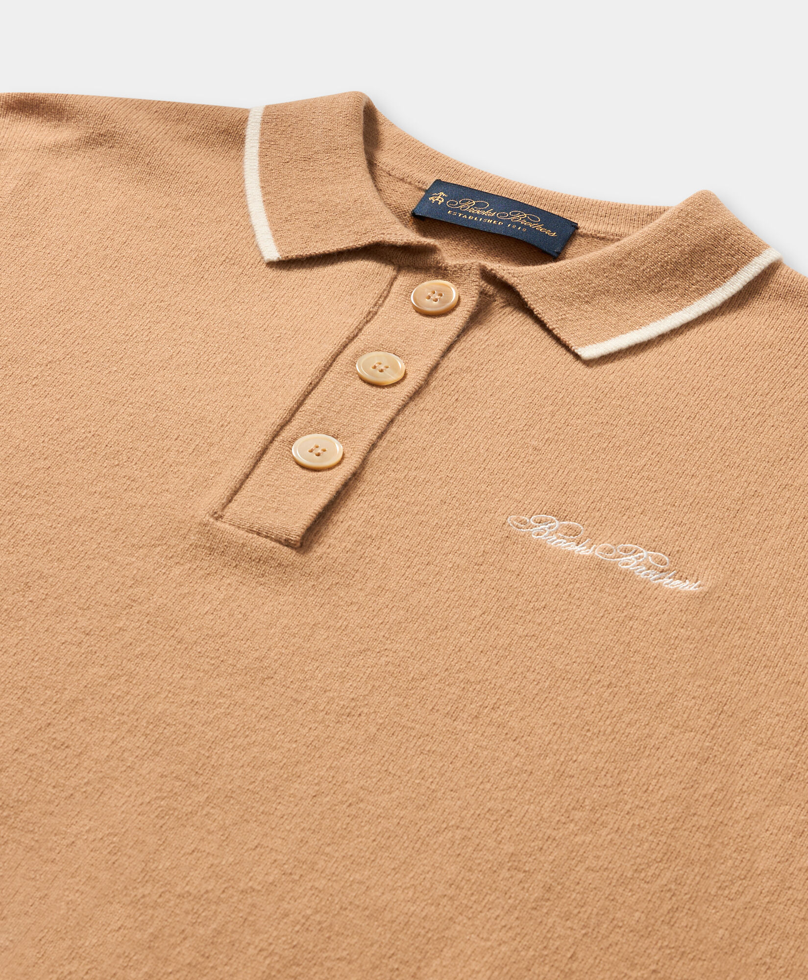 Brooks Brothers Pull Polo en Laine d'Agneau Beige KNPOL027WOPWO004BEIGP001