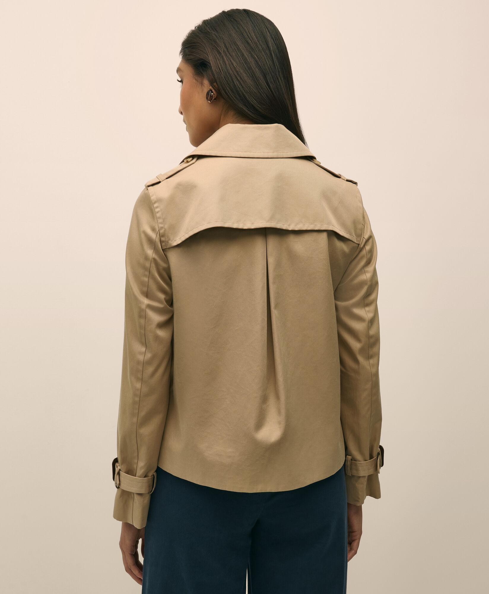 Brooks Brothers Trench Cropped Double-Breasted en Twill Marron 1000103043US100219860