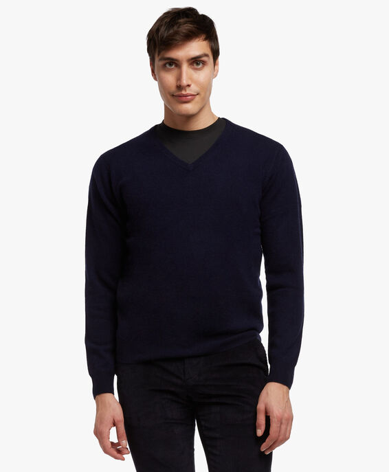Brooks Brothers Wool and Cashmere V-Neck Sweater Navy KNVNK001WOBWS001NAVYP001