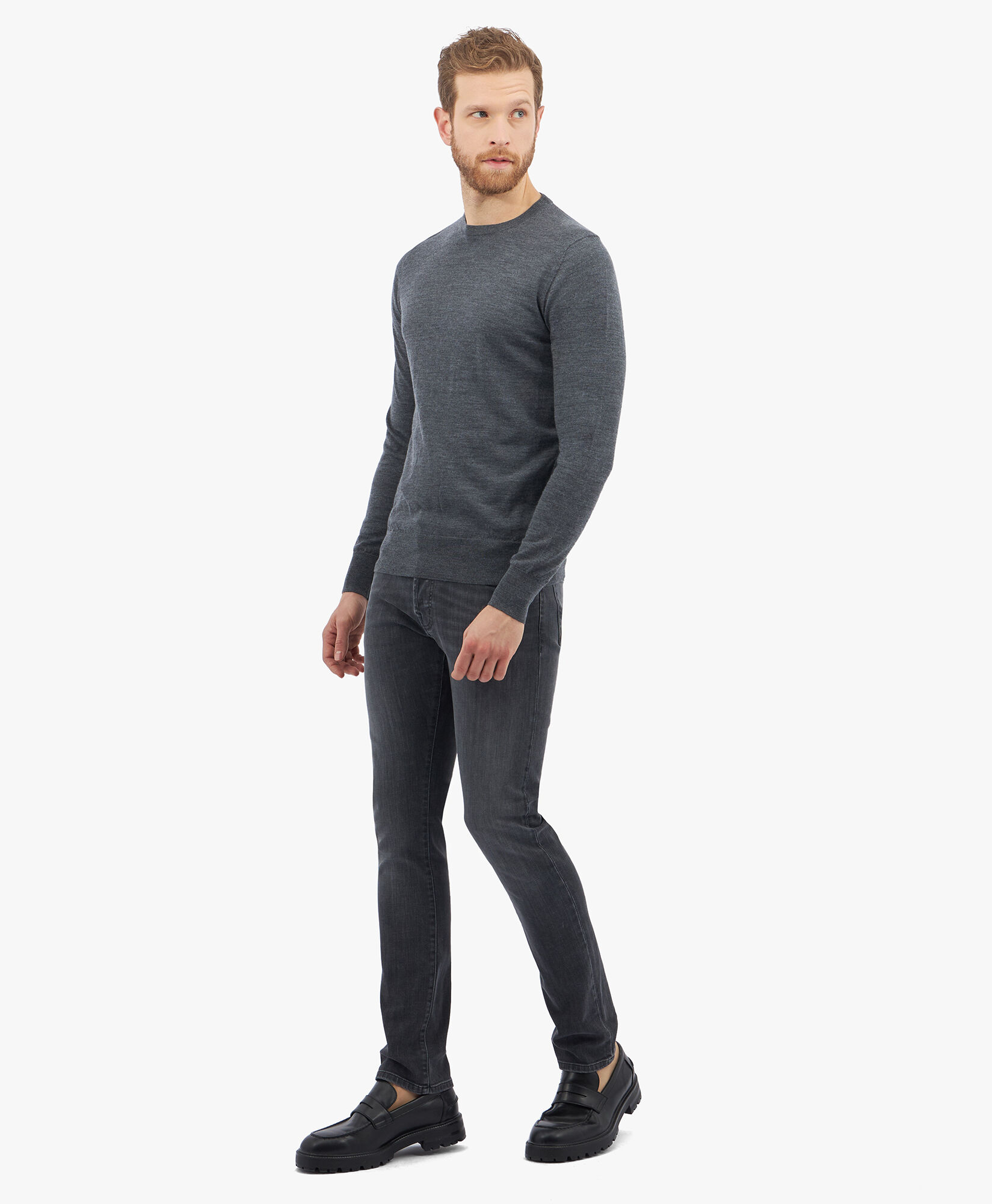 Merino Wool Crew Neck Sweater in Dark Grey for Men Brooks Brothers EU