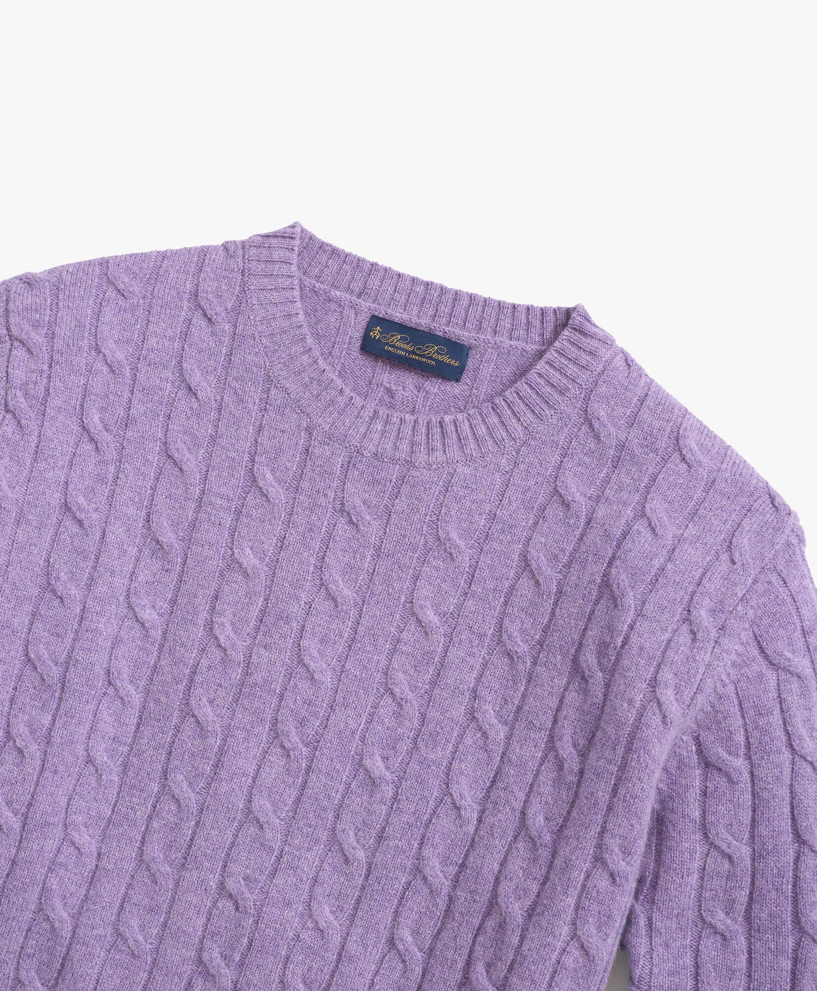 Lambswool Cable Crewneck Knit Sweater
