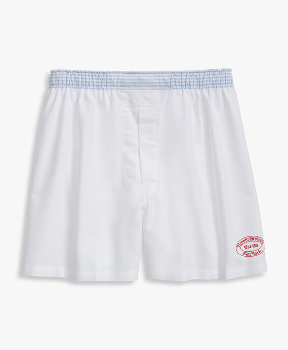 Brooks Brothers Boxer in cotone oxford bianco Bianco 1000096348US100201456