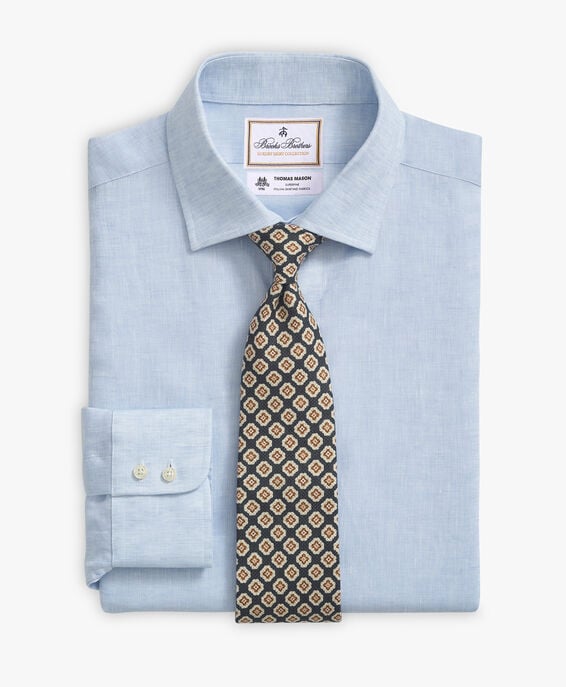 Brooks Brothers Camisa de vestir Brooks Brothers X Thomas Mason azul claro de corte slim en lino con cuello inglés abierto Azul claro 1000097751US100205855