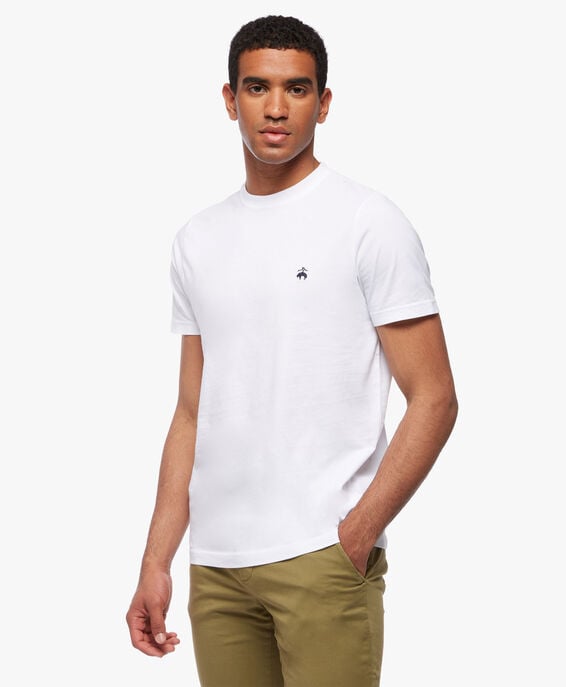 Brooks Brothers Camiseta de cuello redondo con logo en algodón Supima lavado Blanco 1000089520US100185192
