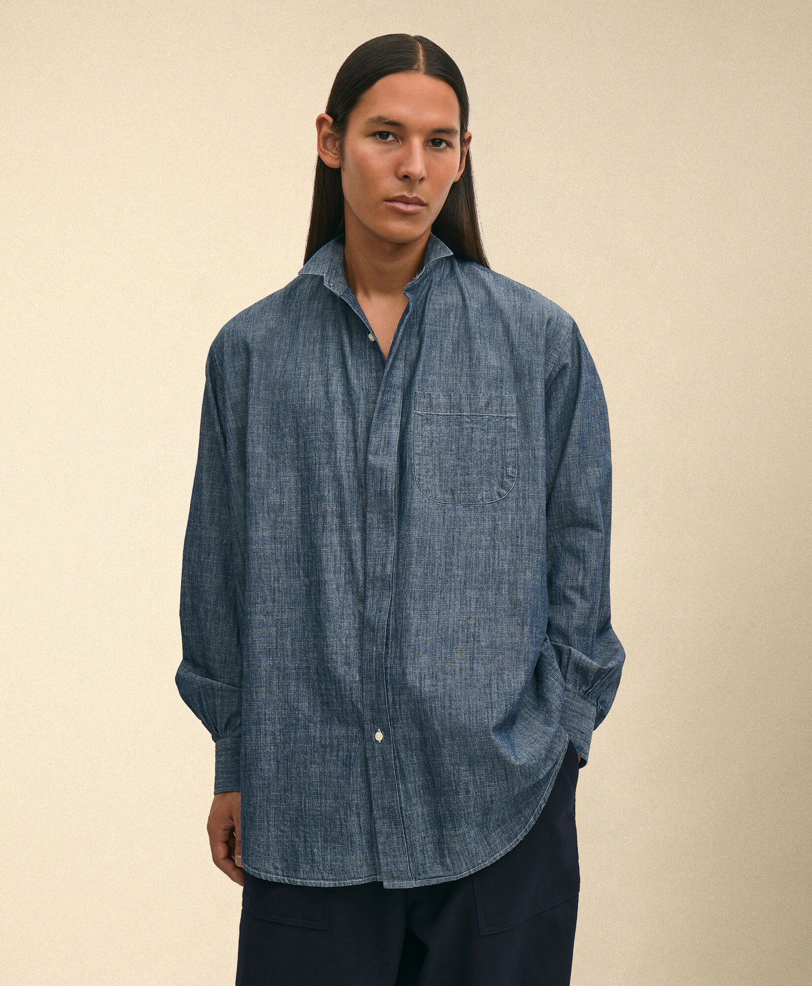 Brooks Brothers Brooks Brothers x Engineered Garments - Oversized Wing Collar Shirt Blue 1000107578US100228090