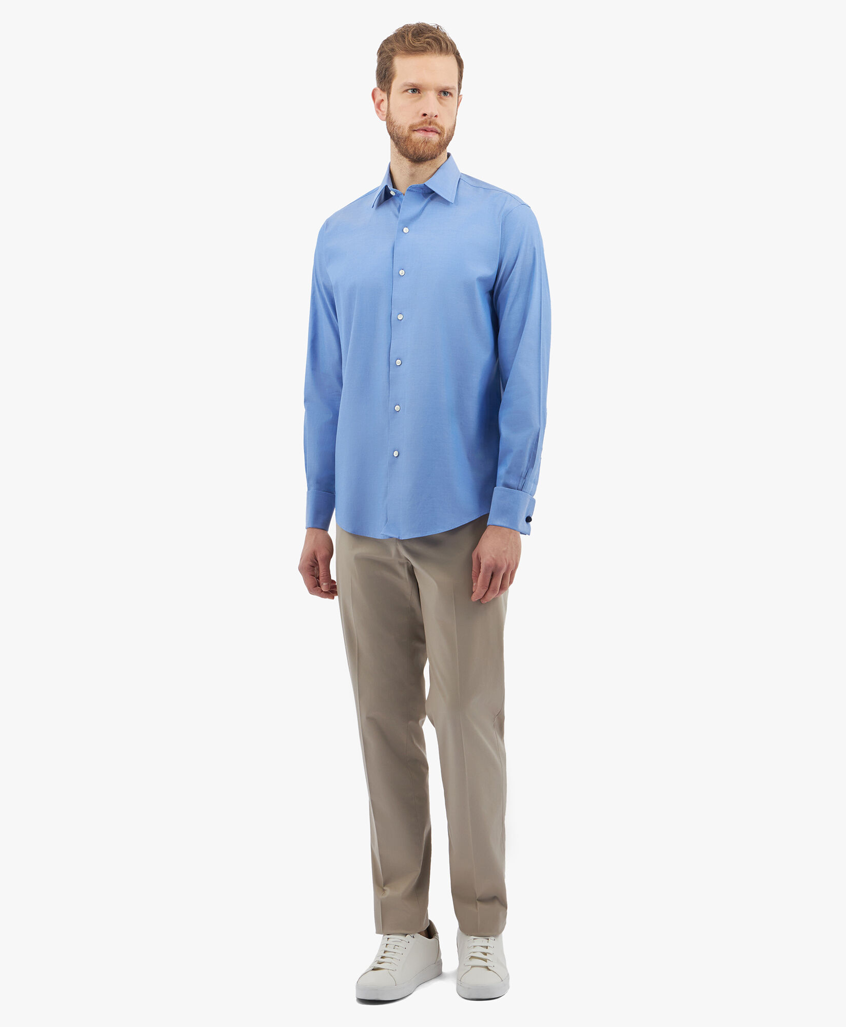 Brooks Brothers Regular Fit Non-Iron Stretch Oxford Supima Shirt with Ainsley Collar Blue 1000096430US100201321