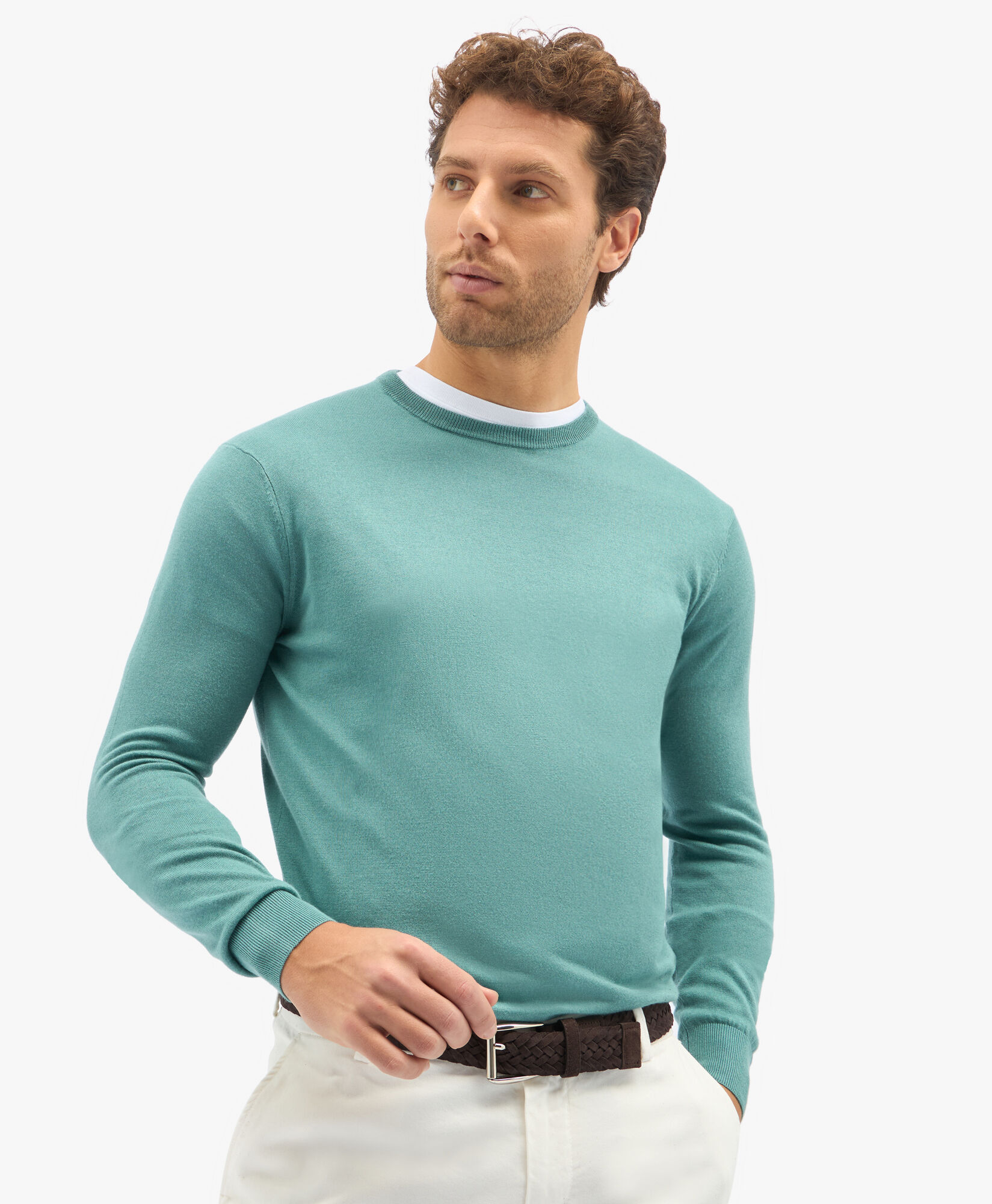 Sage Silk Cashmere Blend Crew Neck Sweater in Sage for Men Brooks Brothers EU
