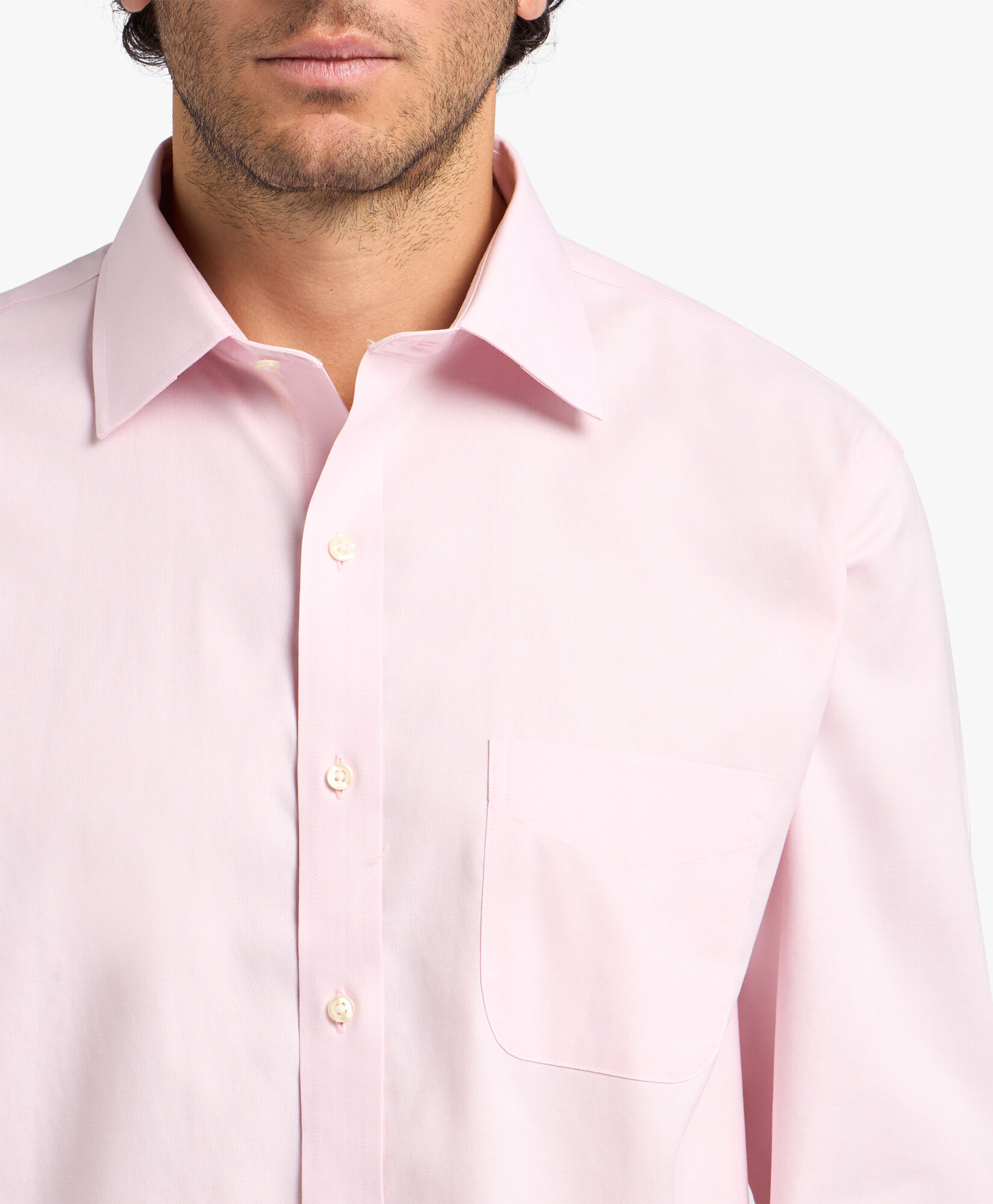 Brooks Brothers Regular Fit Non-Iron Stretch Cotton Shirt with Ainsley Collar Pink 1000095080US100199367