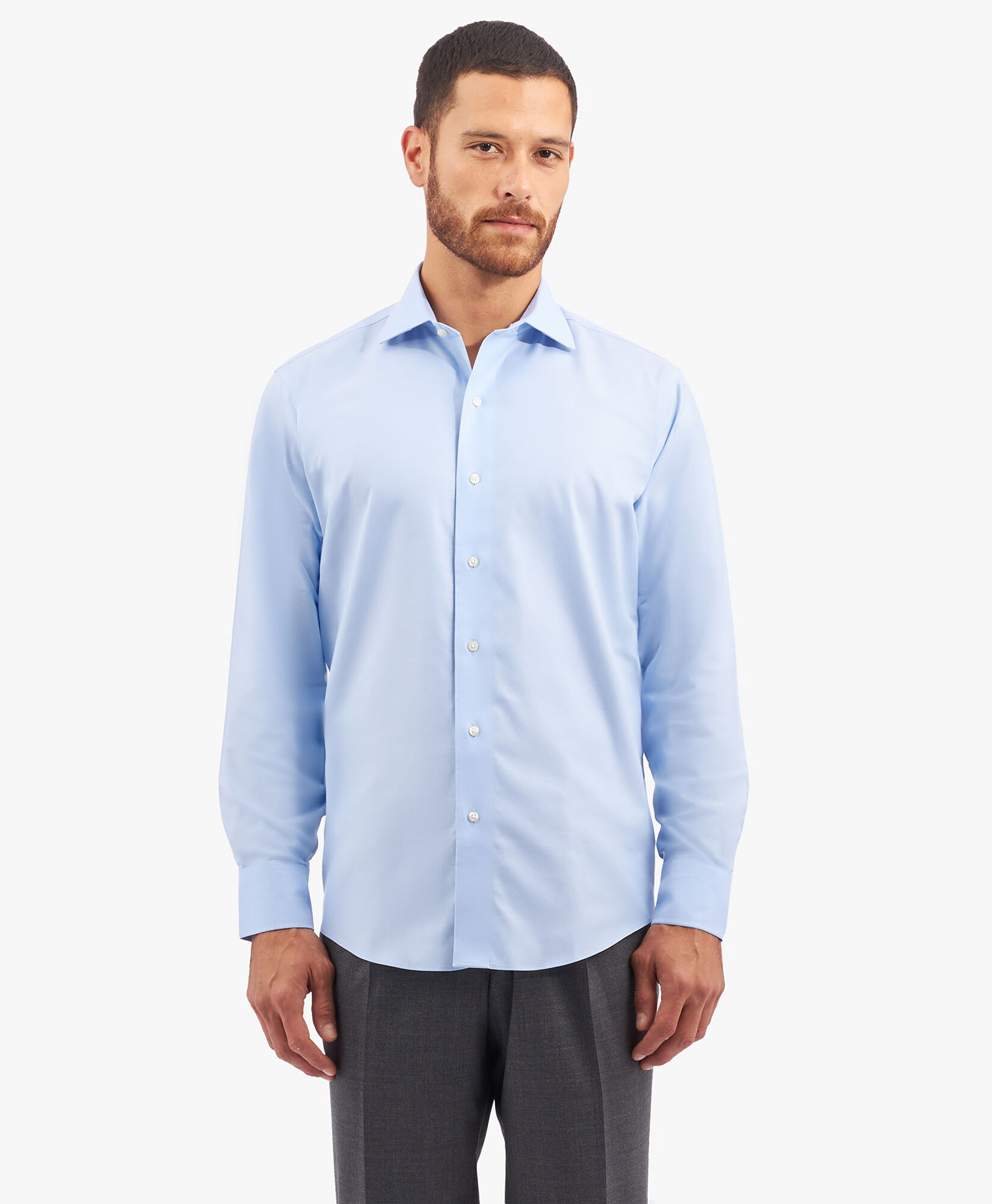 Brooks Brothers Regular Fit Non-Iron Stretch Twill Shirt with English Collar Light Blue 1000097508US100205356