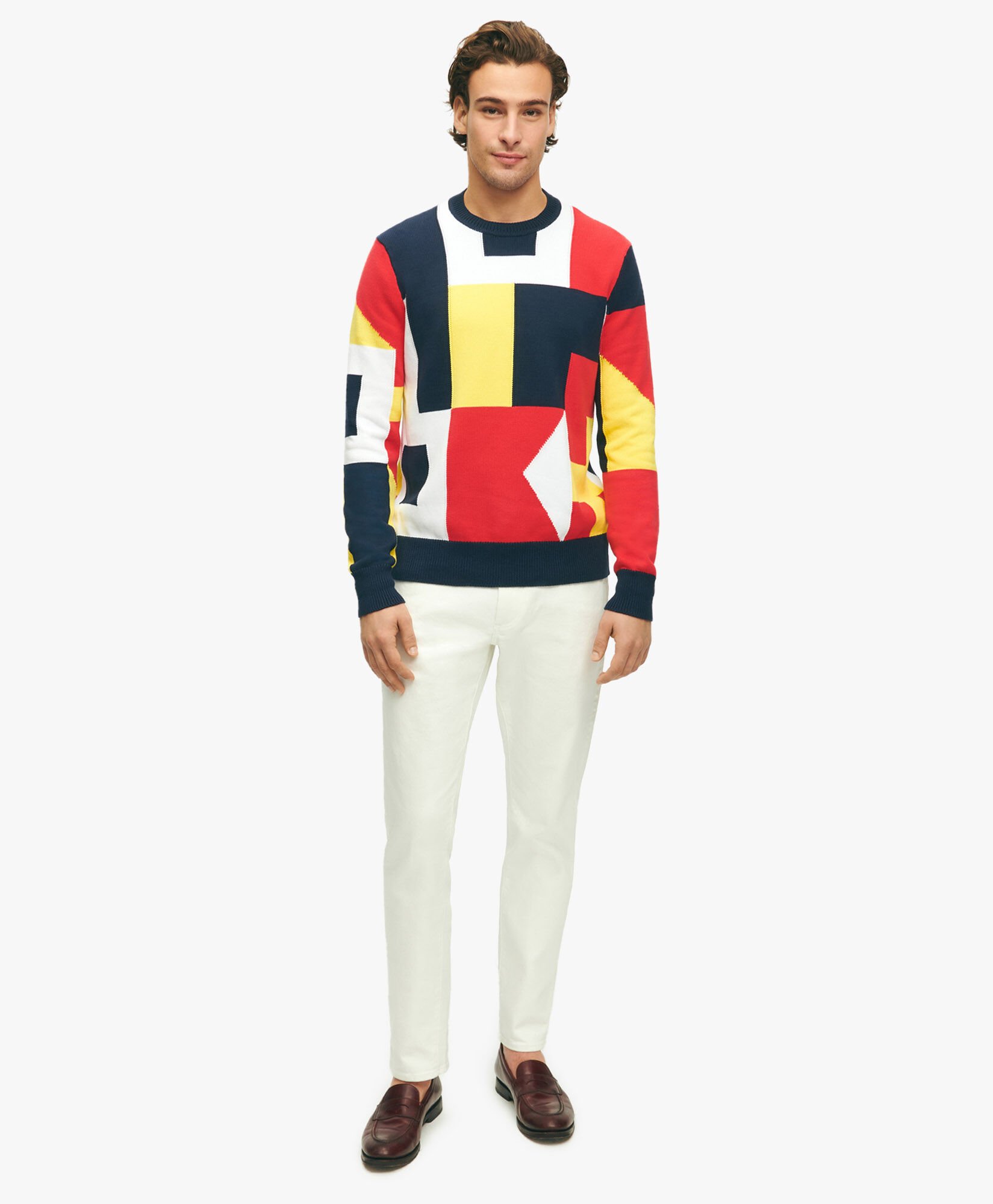 Brooks brothers patchwork crewneck sweater shop