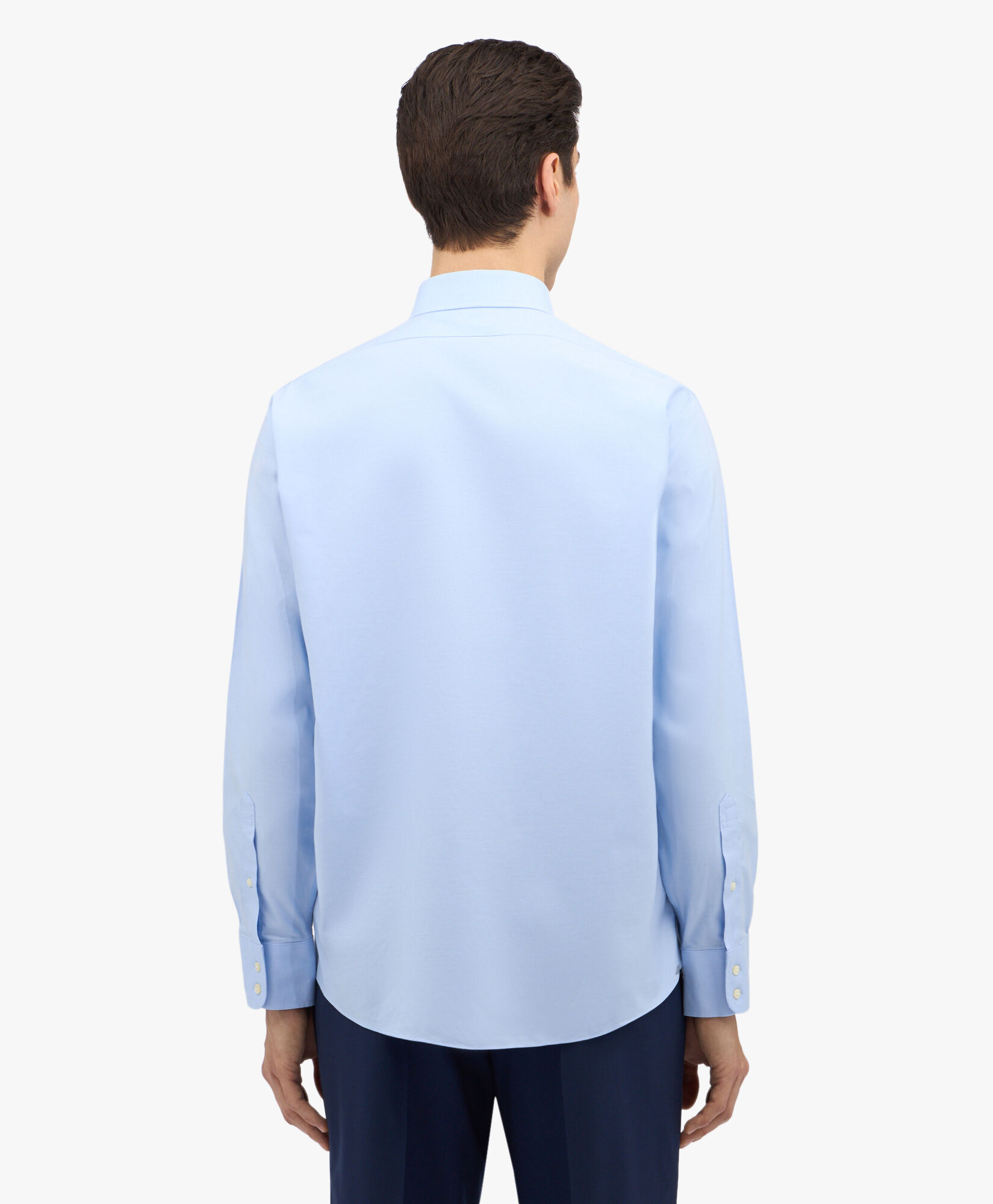 Blue shirt white online collar yellow tie