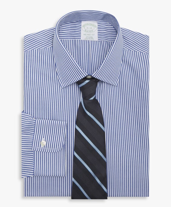Brooks Brothers Camisa azul slim fit non-iron de algodón elástico con cuello ainsley Azul 1000096986US100204120