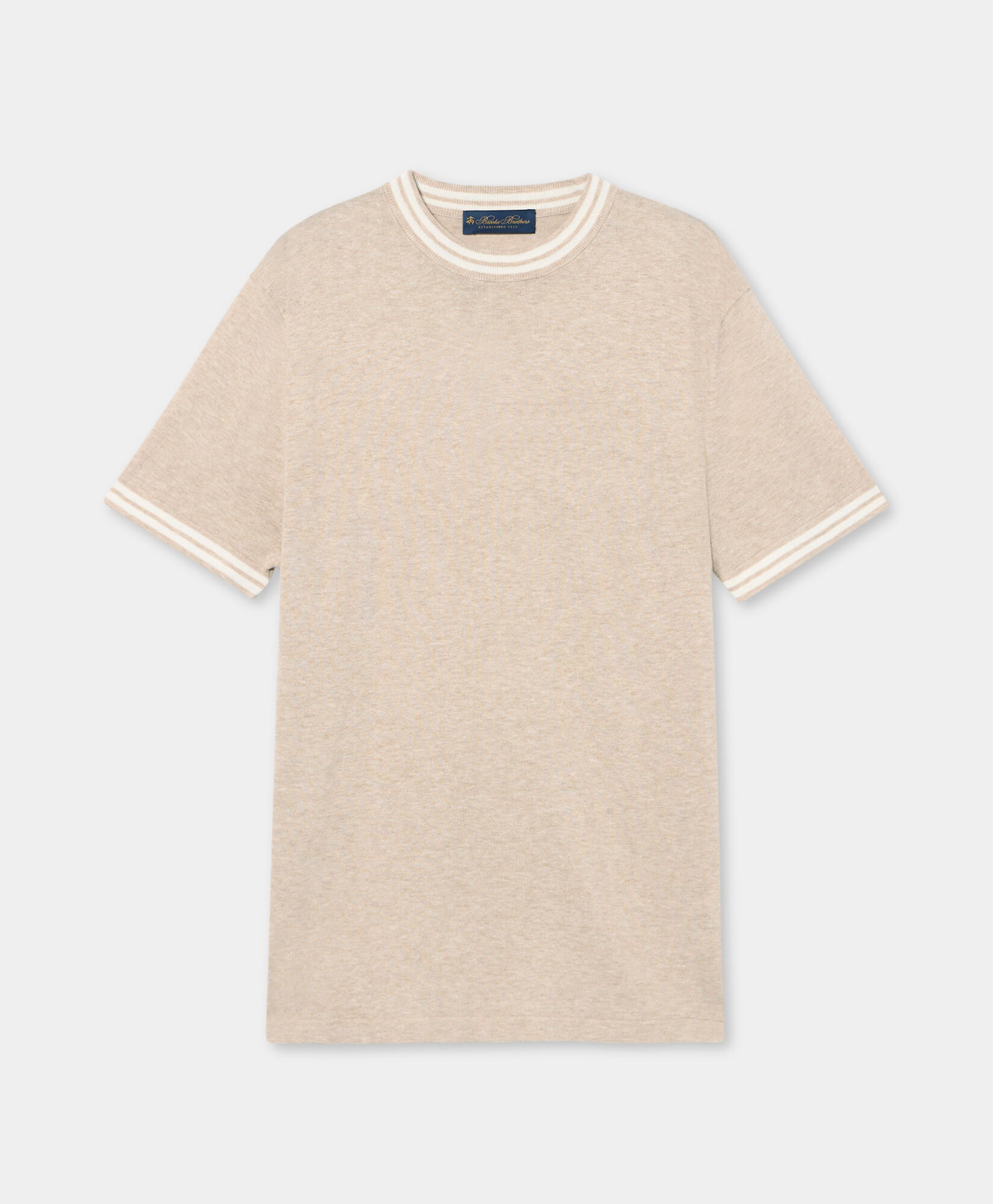 Brooks Brothers Organic Cotton-Linen T-shirt Sand KNCRN049COBLI004SANDP001