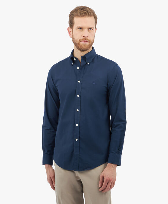 Brooks Brothers Blue Regular Fit Non-Iron Stretch Cotton Shirt with Button Down Collar Blue 1000095661US100204604