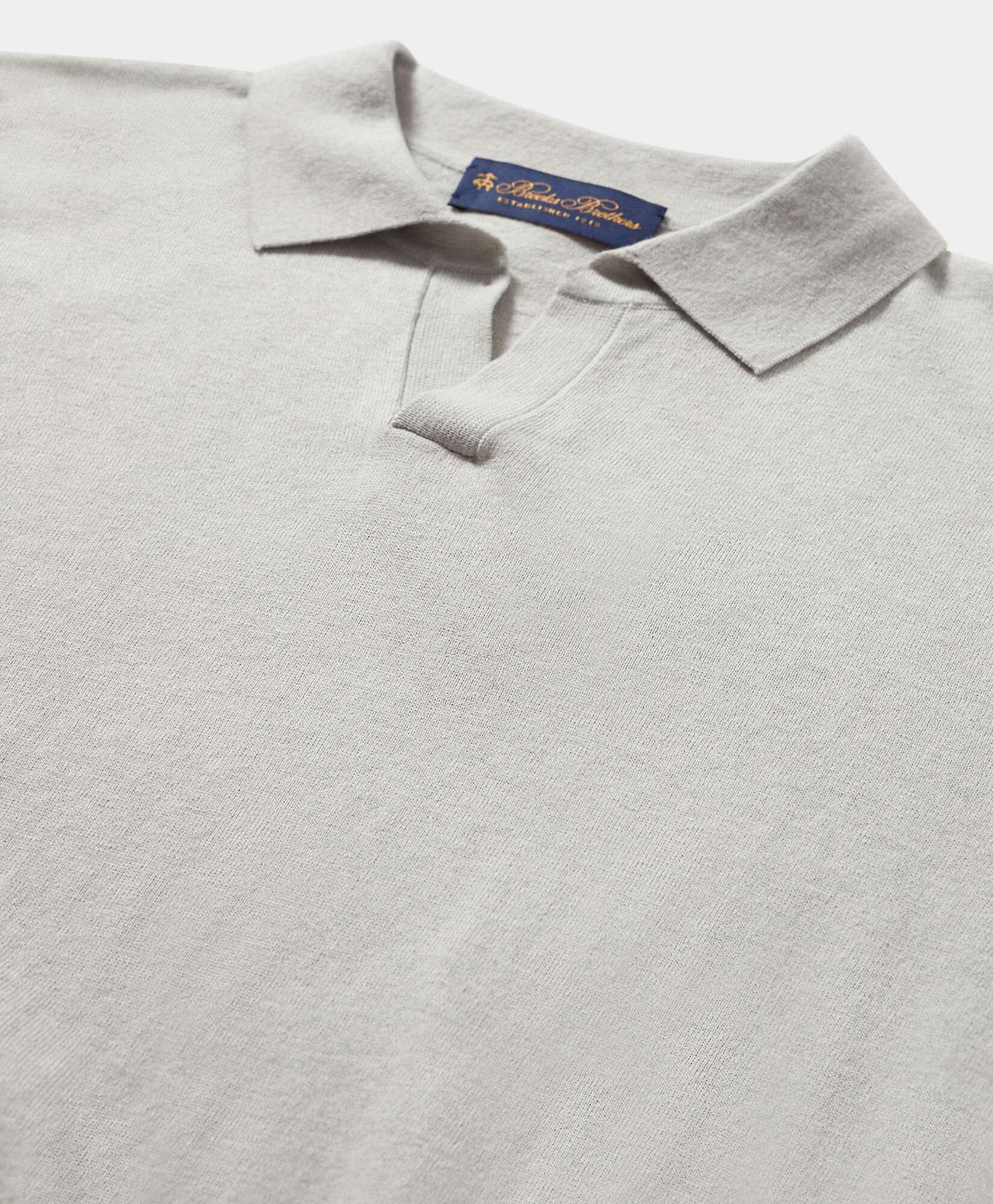 Brooks Brothers Organic Cotton-Linen Knit Polo with Johnny Collar Teal KNPOL018COBLI004TEALP001