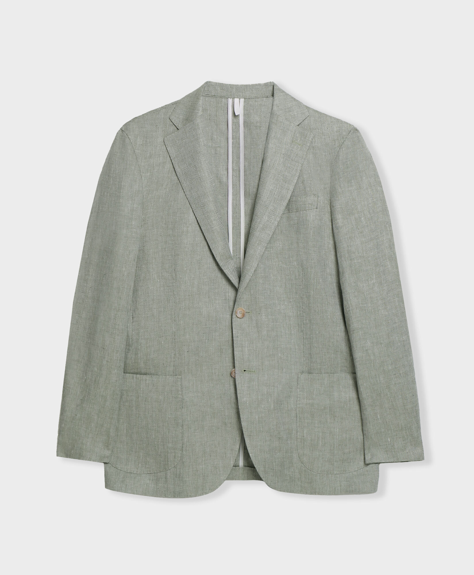 Brooks Brothers Herringbone Design Linen Blazer Sage JKREG063LIPLI001SAGEF001