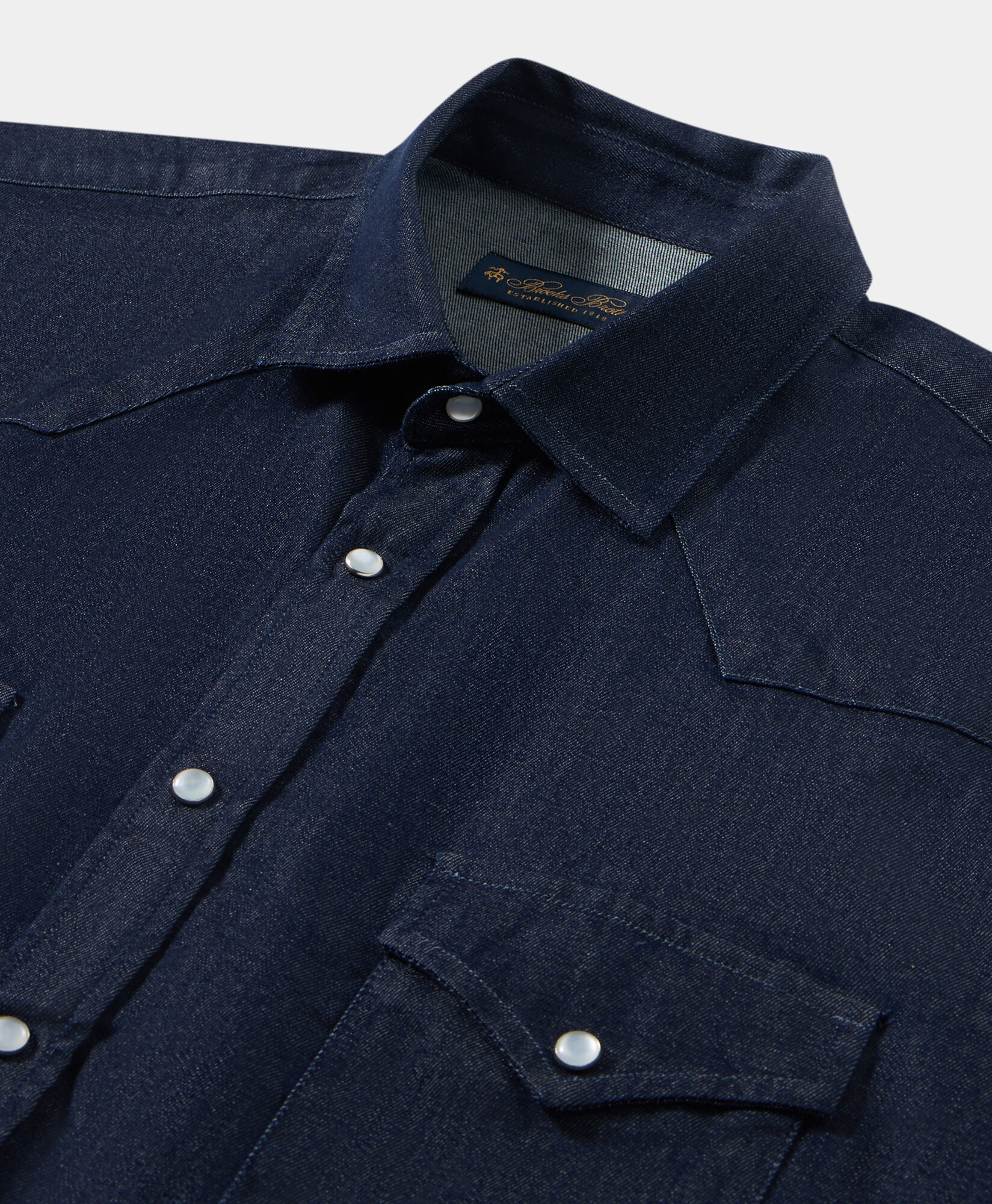 Brooks Brothers Slim Fit Denim Western Shirt Blue CSHTX003COBSP001BLUEP001