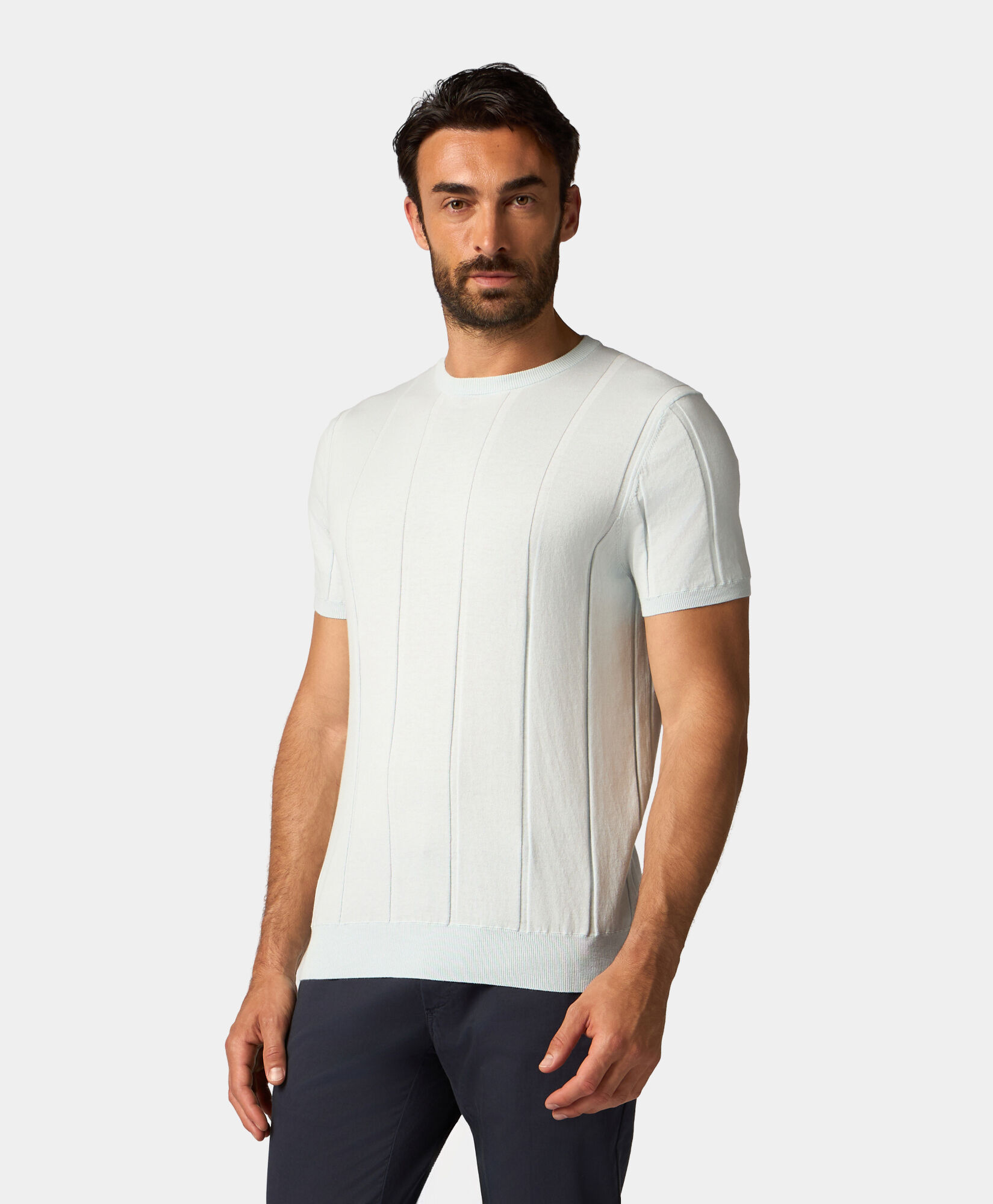 Brooks Brothers High-Twist-Baumwoll-Rippent-Shirt Himmel KNCRN042COPCO001SKYP0001