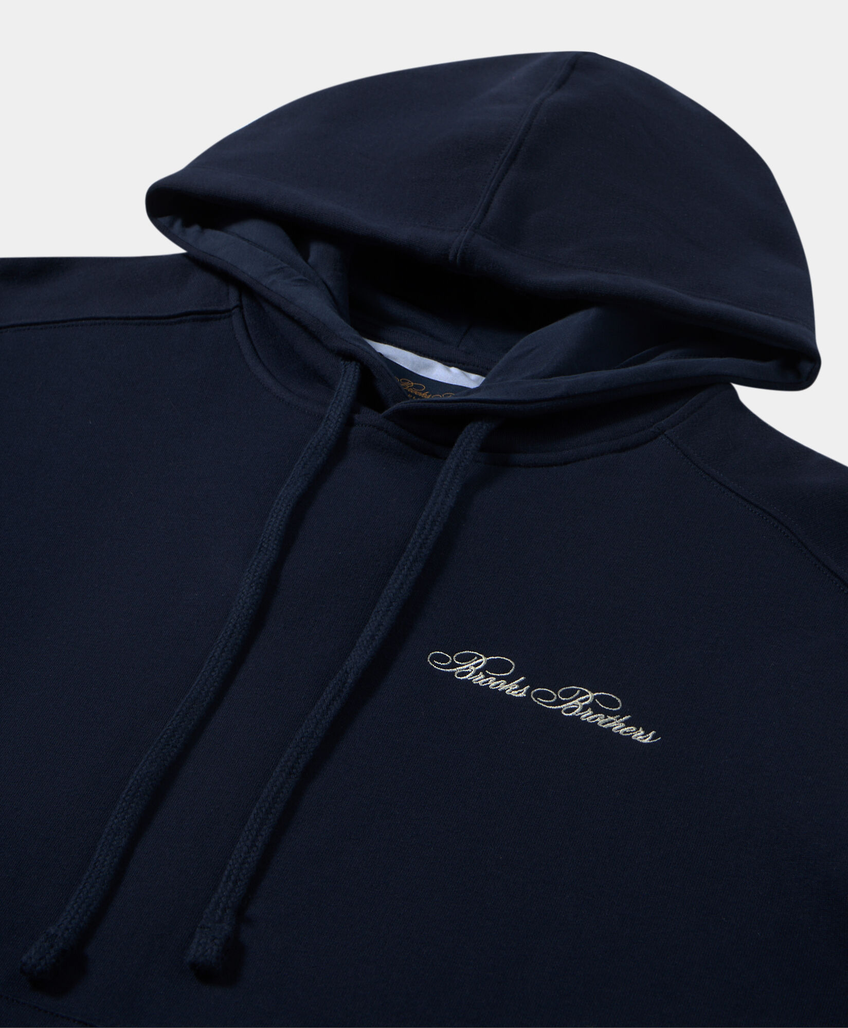Brooks Brothers Cotton Hoodie with Embroidered Logo Navy SWHOD003COBPL008NAVYP001