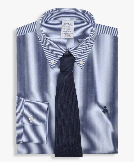 Brooks Brothers Camisa azul regular fit non-iron de algodón con cuello button down Azul 1000097067US100204300