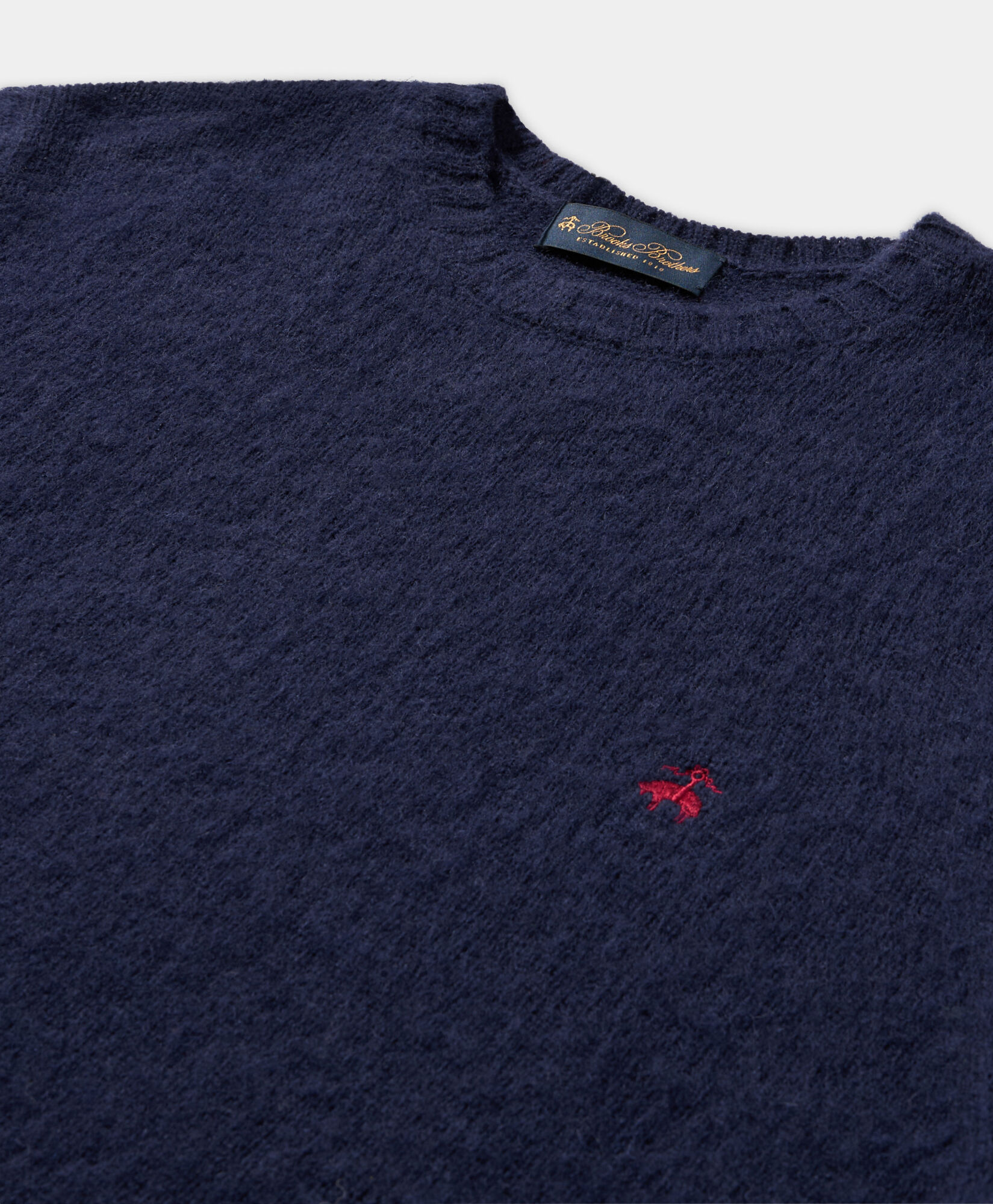 Brooks Brothers Pull Ras du Cou en Laine Shetland Bleu Marine KNCRN064WOPWO005NAVYP001