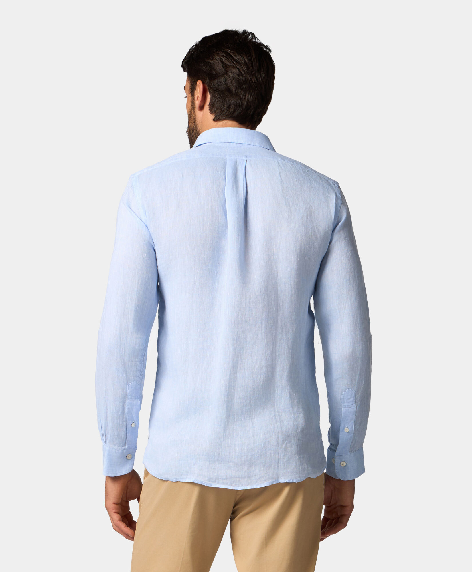 Brooks Brothers Chemise Slim Fit Casual en Lin Bleu Clair CSHSP002LIPLI001LTBLP001