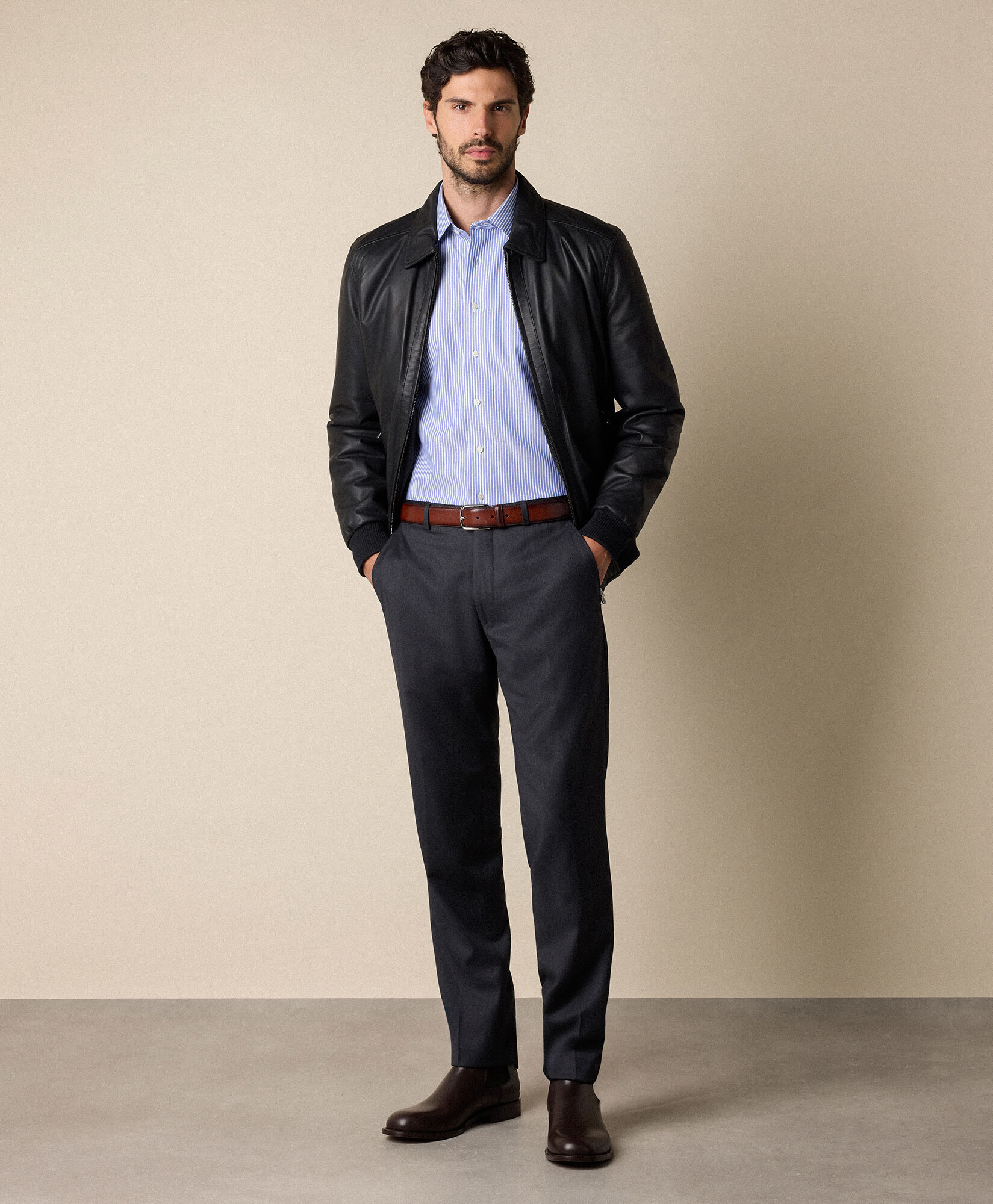 Brooks Brothers Slim Fit Non-Iron Striped Stretch Twill Shirt with Ainsley Collar Blue 1000106426US100225639