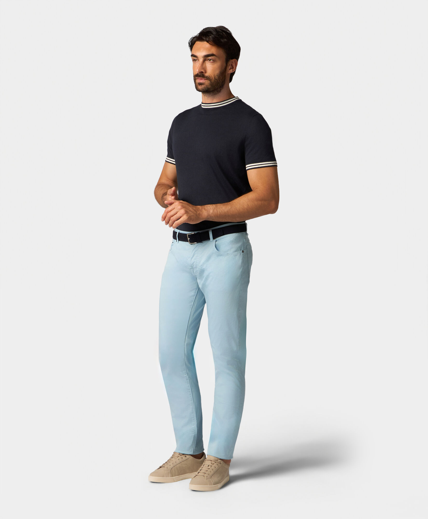 Brooks Brothers Organic Cotton-Linen T-shirt Navy KNCRN049COBLI004NAVYP001