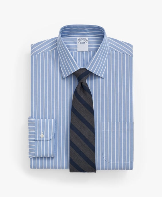 Brooks Brothers Camisa de vestir azul claro de corte regular non-iron en tejido de espiga elástico con cuello Ainsley Azul claro 1000098950US100209030