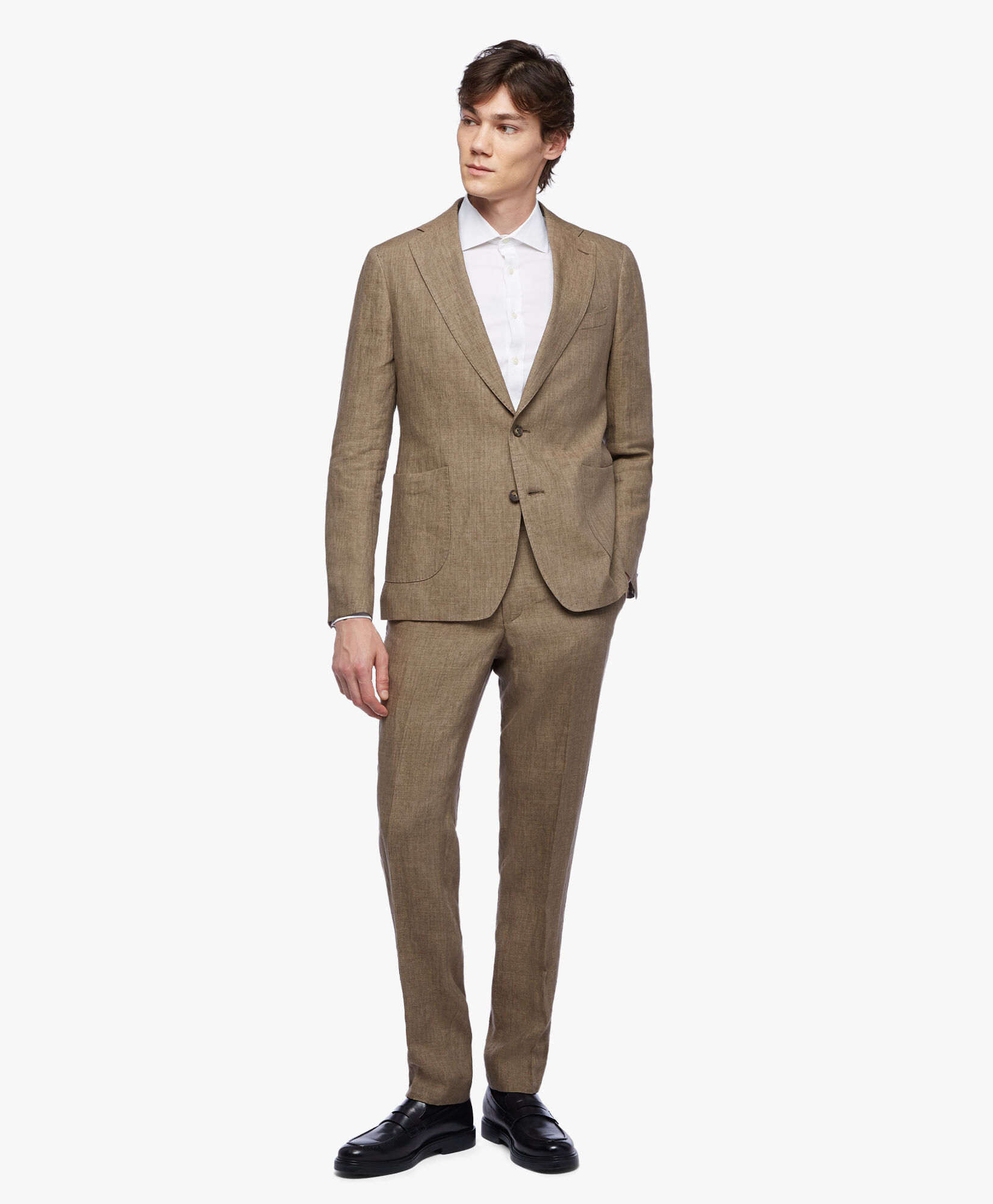 Camicia Bianca Slim Fit Non Iron in cotone stretch con collo semi