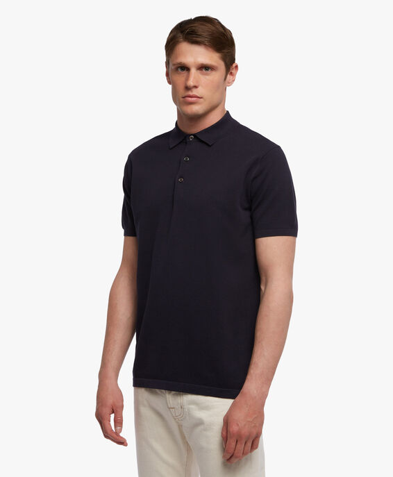 Brooks Brothers Navy Cotton Polo Shirt Navy KNPOL003COPCO001NAVYP001