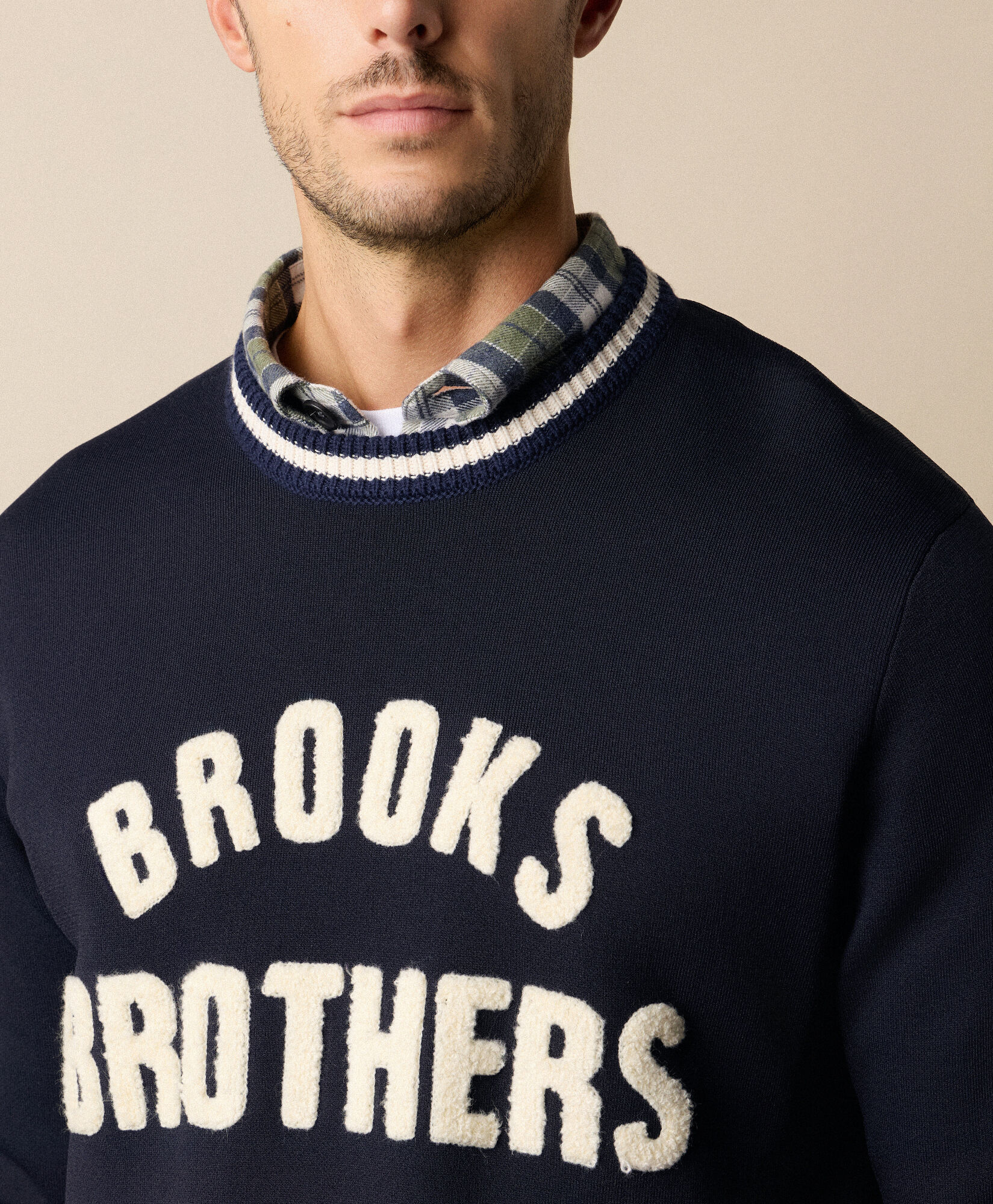 Brooks Brothers Pull avec Logo Terry Bleu Marine KNCRN068VIBPA001NAVYP001