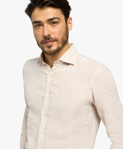 Brooks Brothers Slim Fit Linen Spread Collar Shirt Sand CSHSP002LIPLI001SANDP001