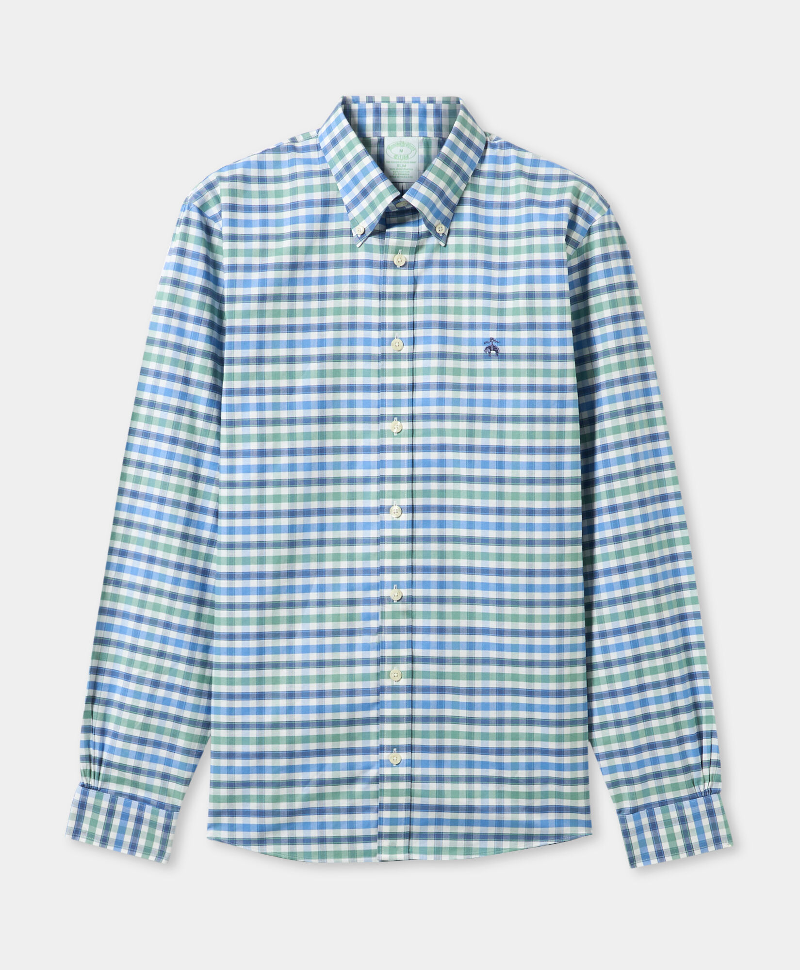 Brooks Brothers Slim Fit Golden Fleece Oxford Checkered Button Down Shirt Green 1000104115US100220339