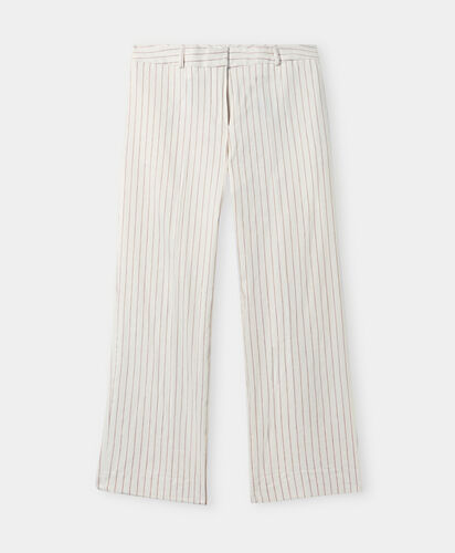 Brooks Brothers Pinstripe Linen Blend Trousers White DTROU030LIBLY002WHITF001