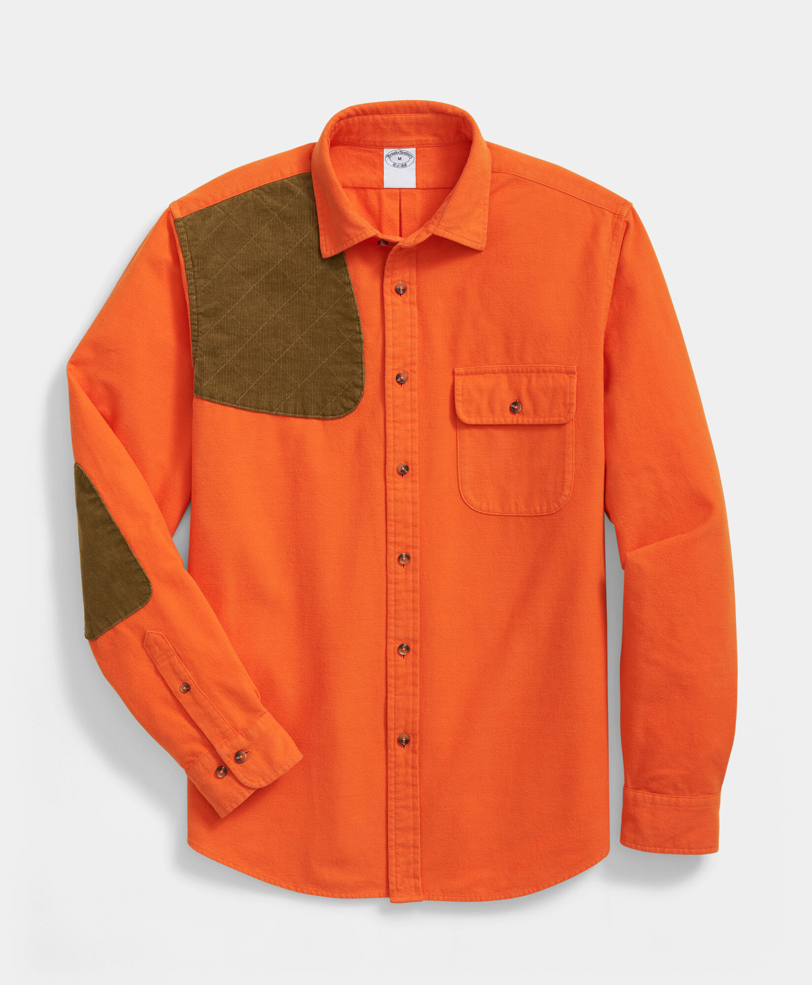 Brooks Brothers Regular Fit Corduroy Shirt with Ainsley Collar Orange 1000104548US100221420