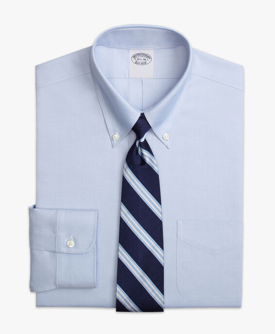 Brooks Brothers Camisa de vestir azul claro de corte slim non-iron en pinpoint con cuello button down Azul claro 1000095084US100199384