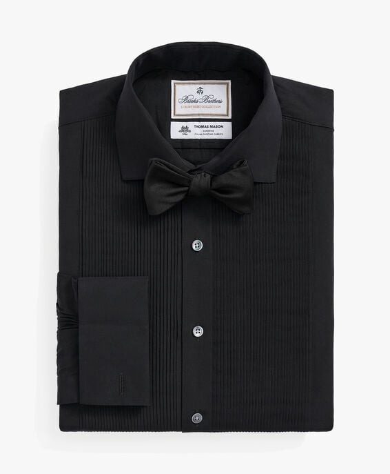 Brooks Brothers Camisa de esmoquin Brooks Brothers X Thomas Mason negra de algodón con plisado suizo en la parte delantera y cuello inglés Negro 1000098540US100208963