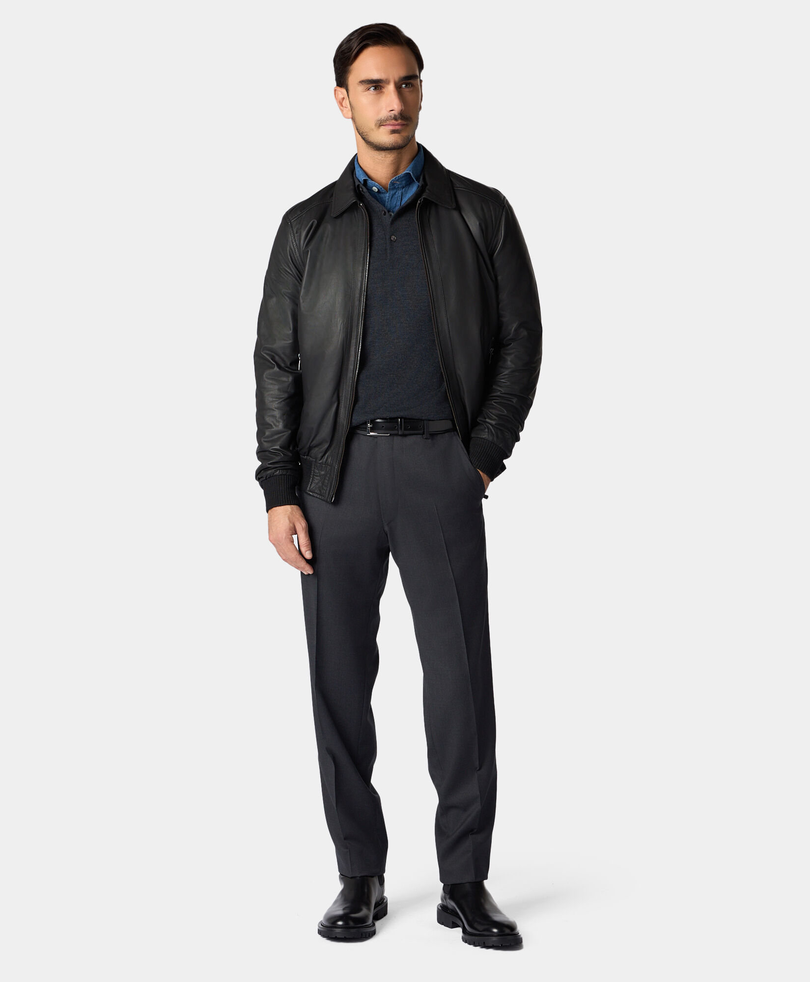 Brooks Brothers Merino Wool Polo Sweater Dark Grey KNPOL010WOPWO006DKGRP001