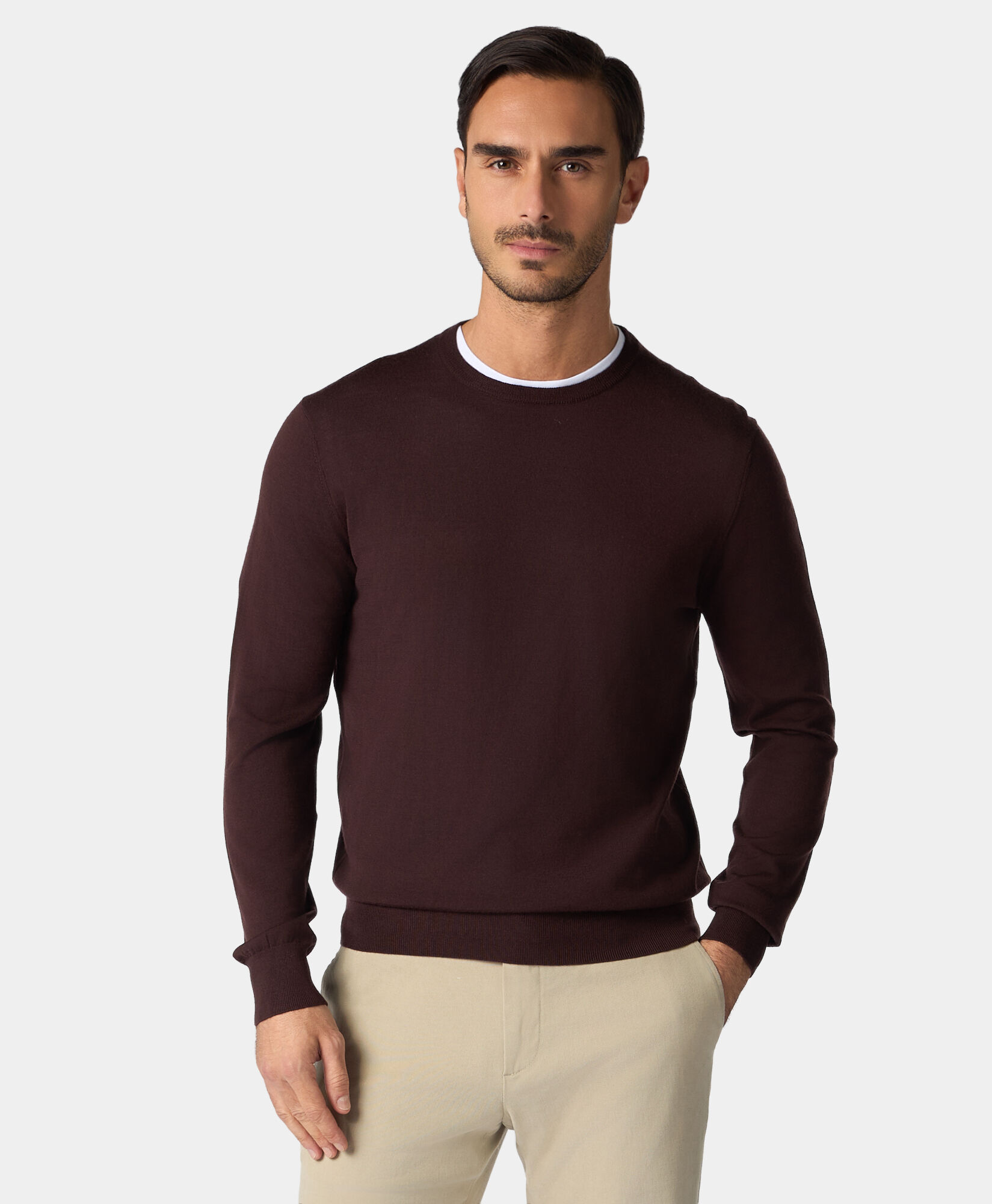 Brooks Brothers Merino Wool Crewneck Sweater Brown KNCRN035WOPWO006BRWNP001