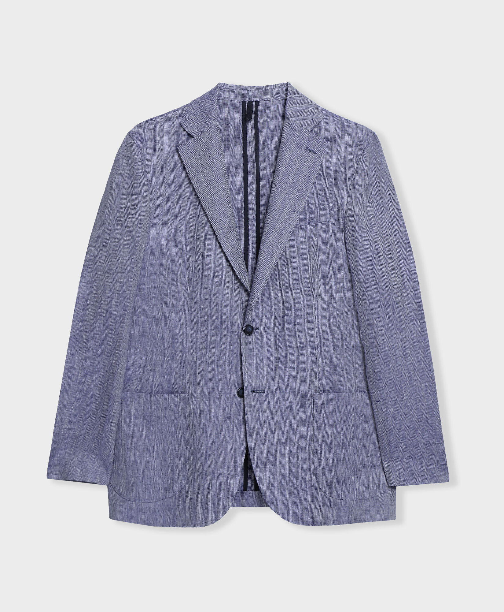 Brooks Brothers Herringbone Design Leinen Blazer Blau JKREG063LIPLI001BLUEF001