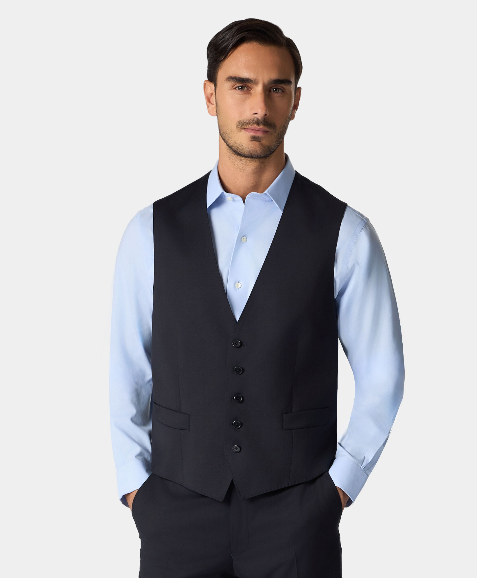 Brooks Brothers Virgin Wool Vest Navy VTREG001WVPWV003NAVYP001