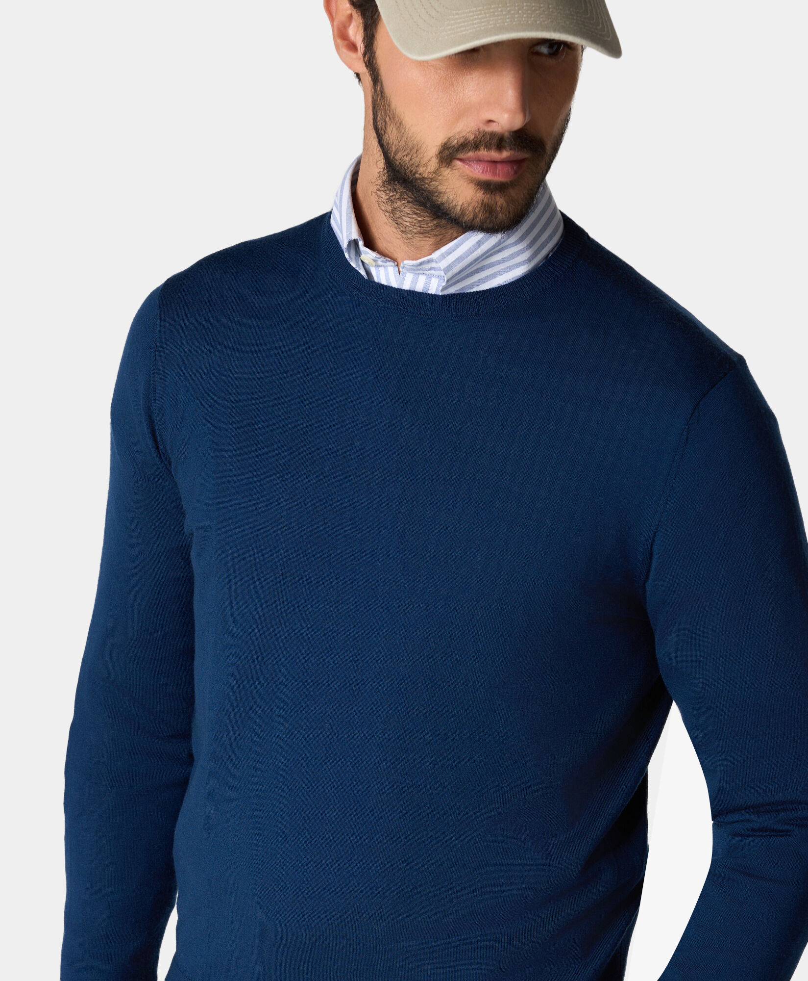 Brooks Brothers Merino Wool Crewneck Sweater Bluette KNCRN035WOPWO006BLUTP001