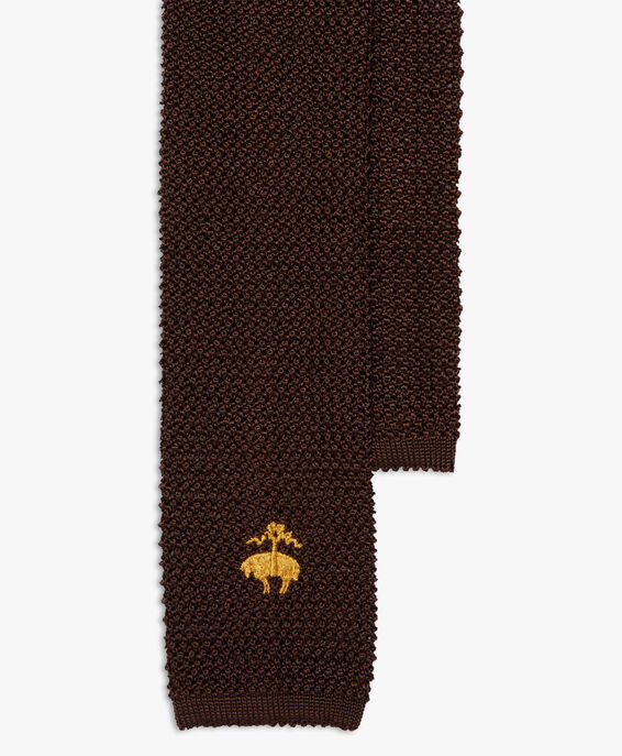 Brooks Brothers Knitted Tie with Logo Brown ACNEK038SEPSE001BRWNP001
